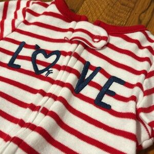 Love - White and Red Stripped Footed Sleeper